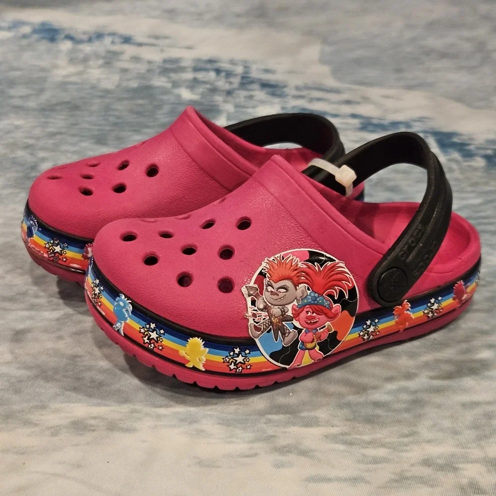 Crocs Trolls‎ Toddler Size 7 Pink Clogs Slip On Kids Shoes